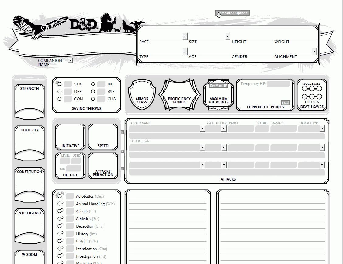 Dnd 5e Sheet Printable