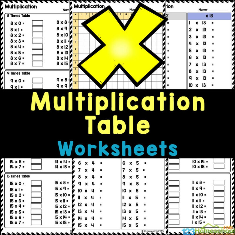 Multiplication Times Tables Worksheets Printable