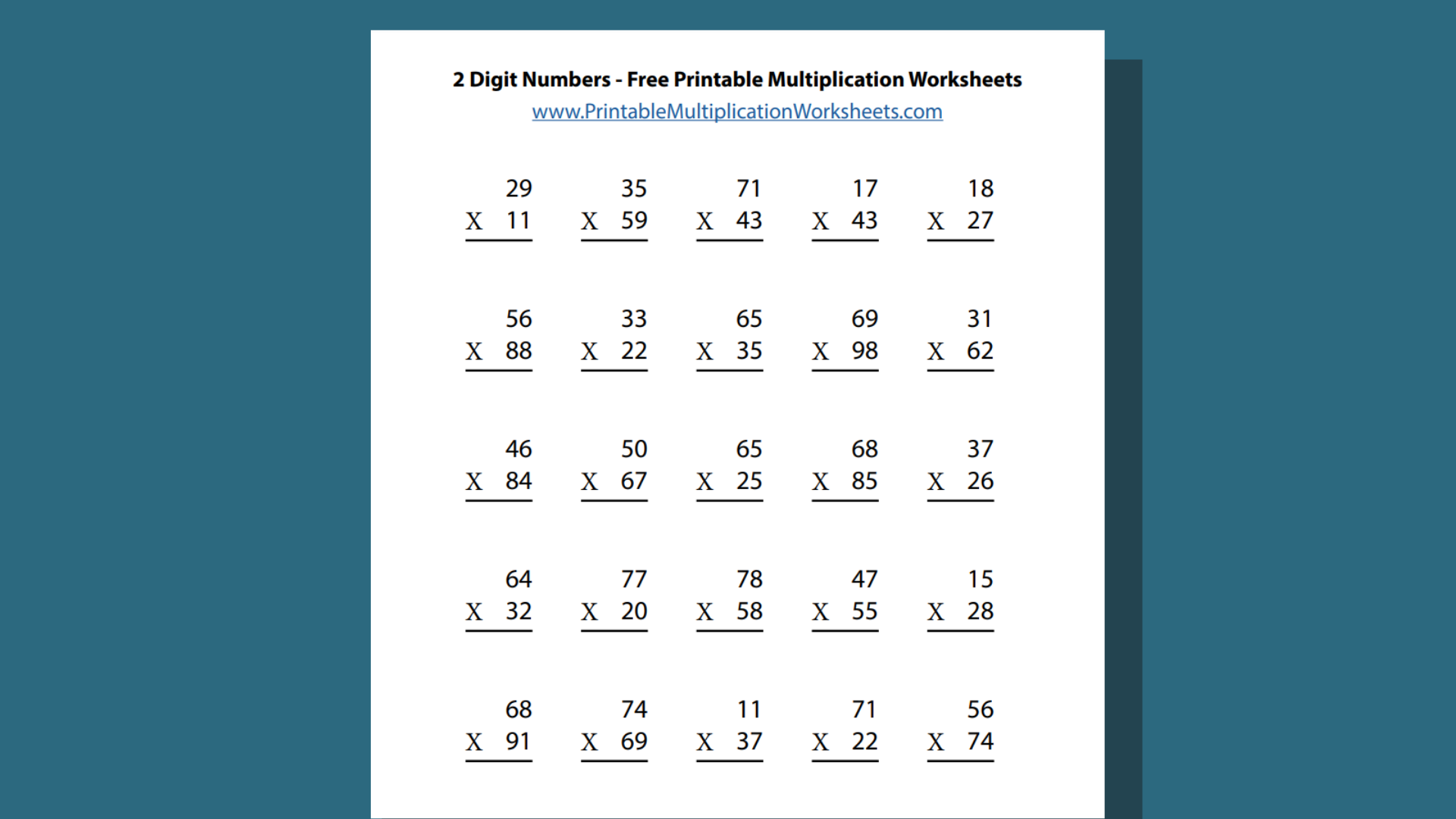 Multiplying With 2 Digit Numbers Printable Multiplication Worksheets Worksheets Library