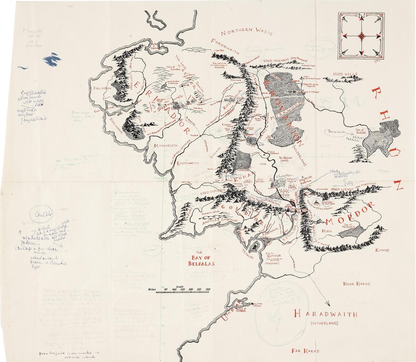 Museoteca Annotated Map Of Middle earth J R R Tolkien