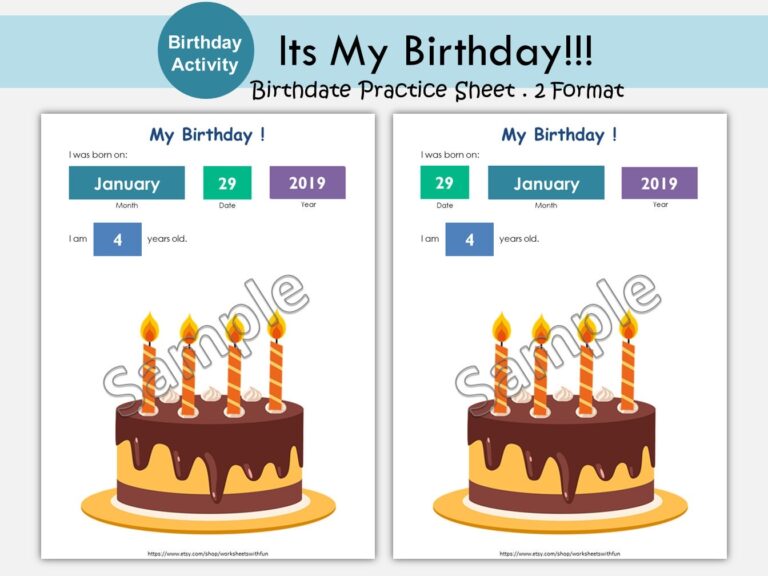 My Birthday Printable PDF I Know My Age Birthday Worksheet 