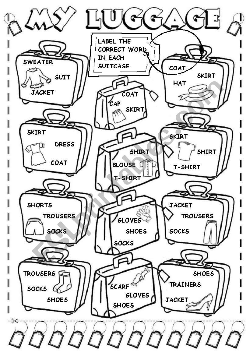 My Luggage clothes ESL Worksheet By Gabitza My Luggage clothes ESL Worksheet By Gabitza