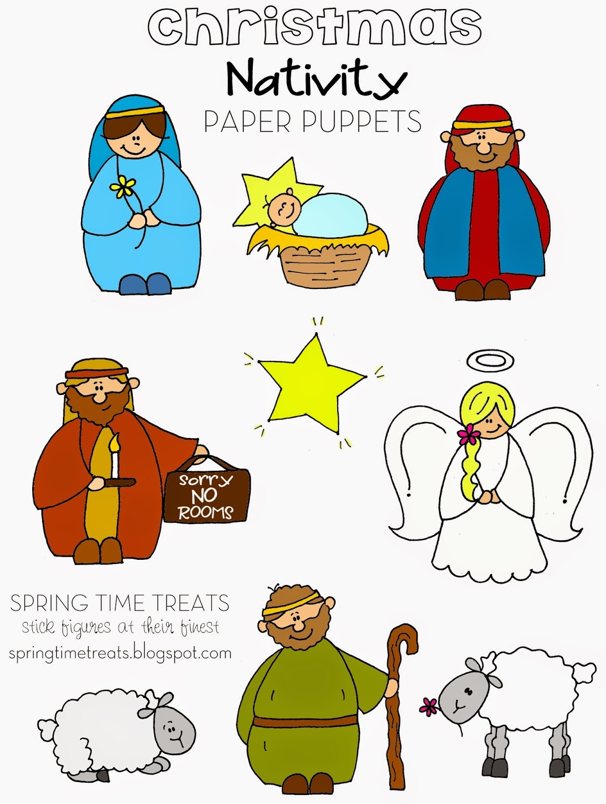 Nativity Paper Puppets FREE Printables Spring Time Doodles