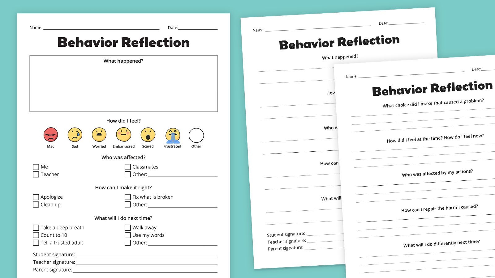 Need Behavior Reflection Sheets Grab Our Free Bundle