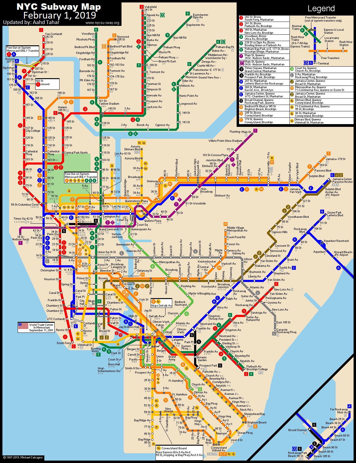 New York City Subway Route Map By Michael Calcagno Nycsubway