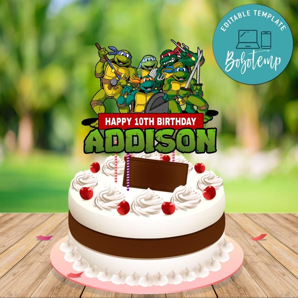 Ninja Turtles Birthday Cake Topper Template Printable DIY Bobotemp