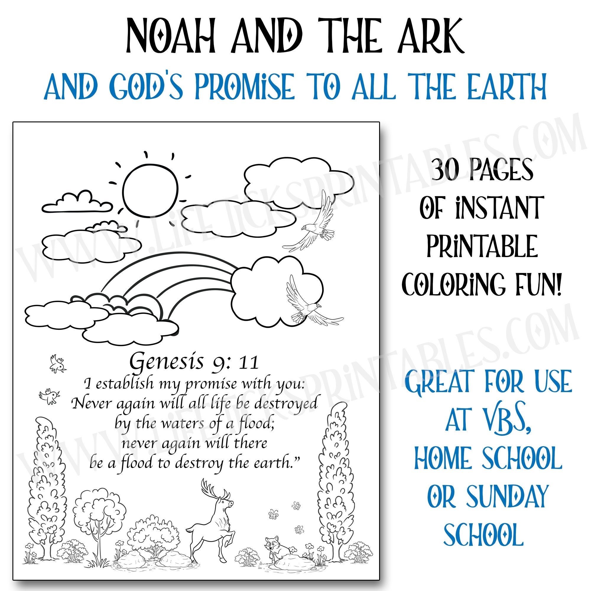 Noah s Ark Coloring Pages God s Promise Genesis Story PDF Download Etsy