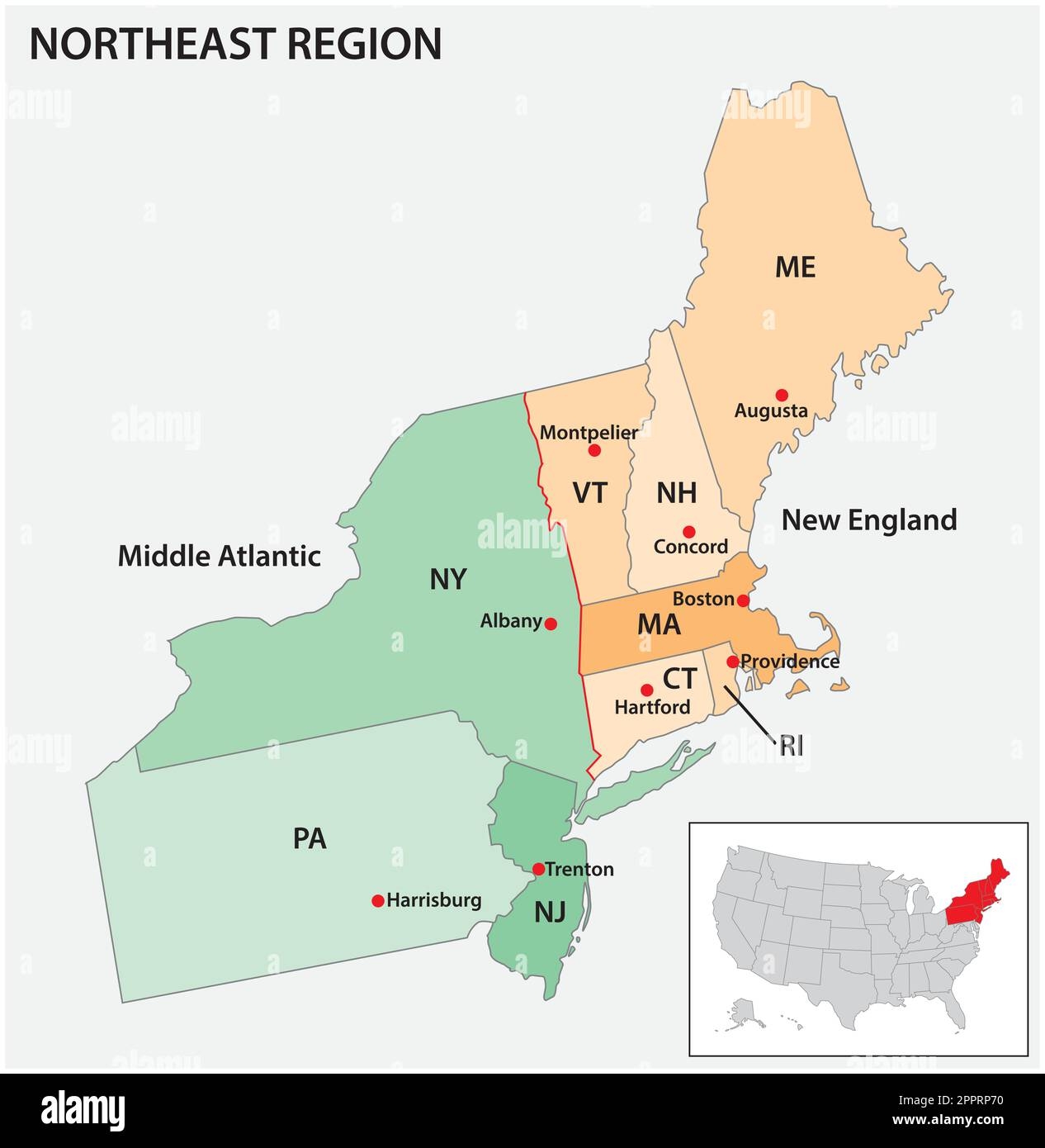 Northeast United States Map Hi res Stock Photography And Images 