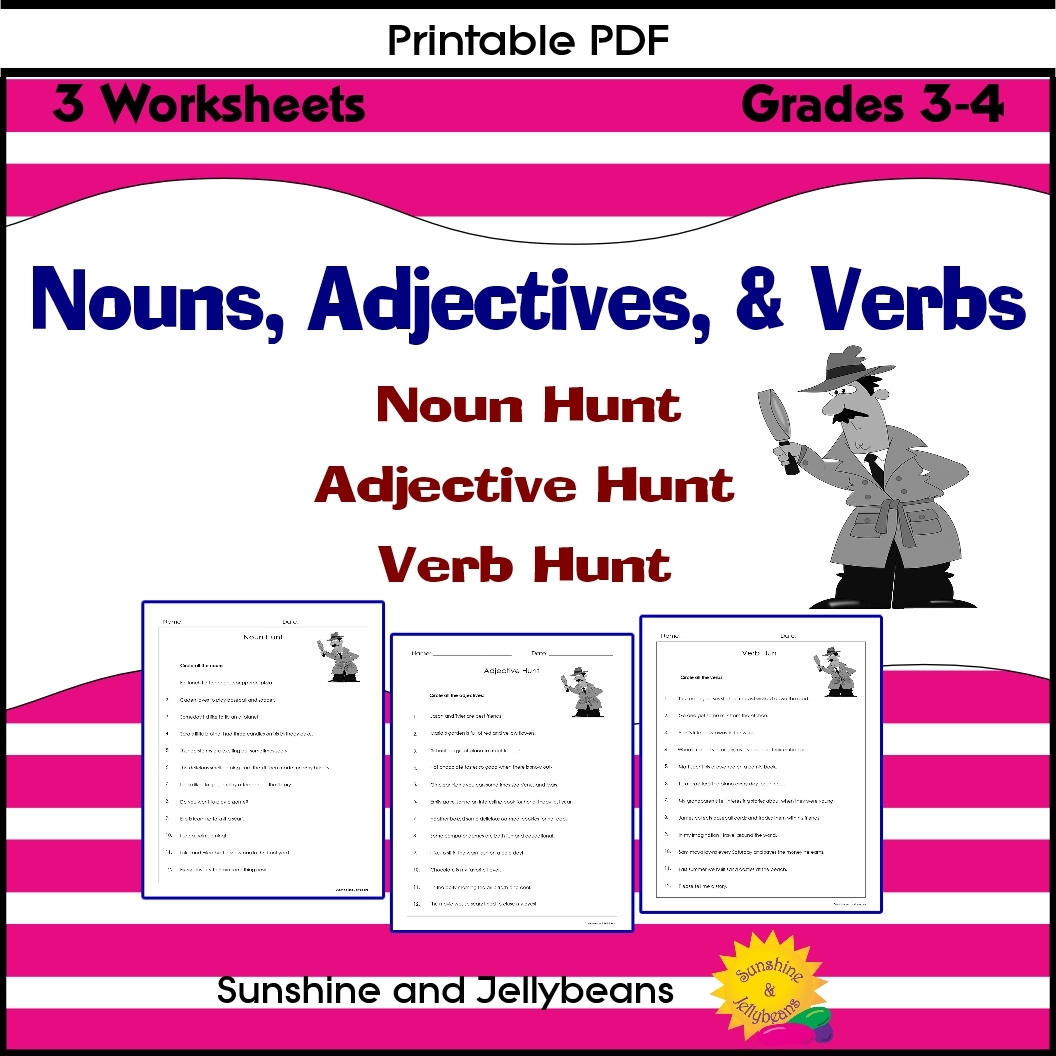 Noun Verb Adjective Worksheet Printable
