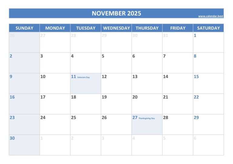November 2025 Calendar Calendar best