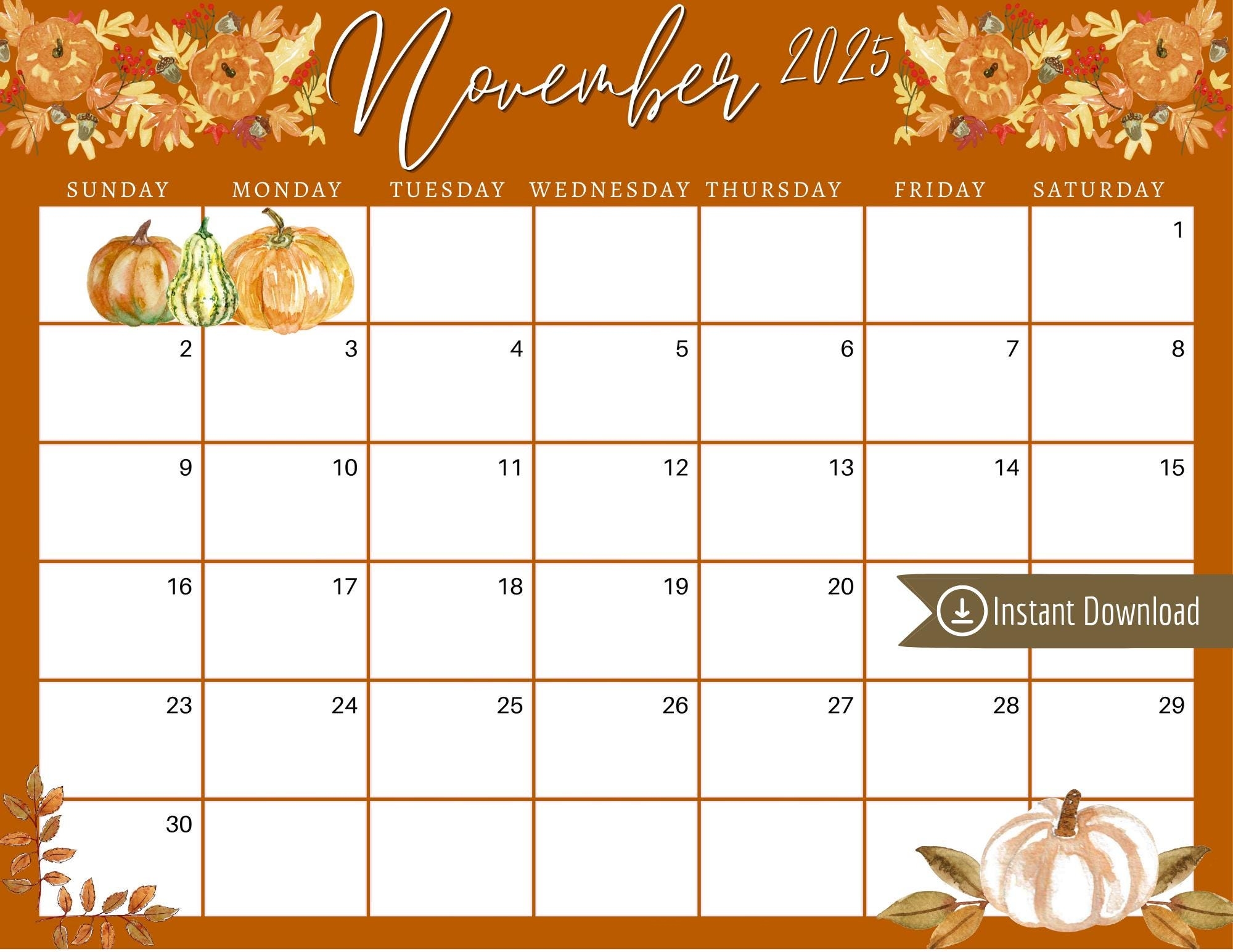 November 2025 Calendar Printable Free