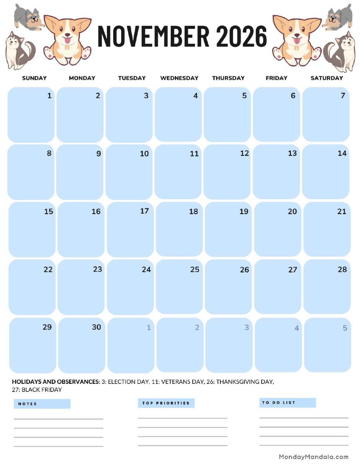 November 2026 Calendars 52 Free Printable PDFs 