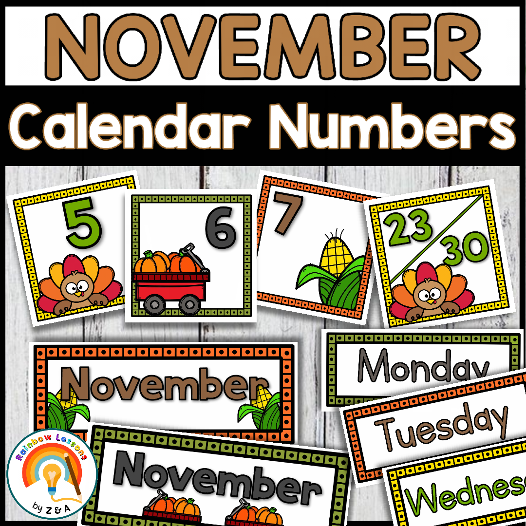 November Calendar Numbers Fall Calendar Number Cards Made By Teachers