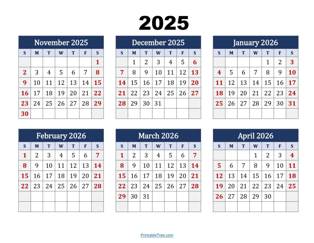 4 Month Calendar Printable 2026 - Free Printable Templates