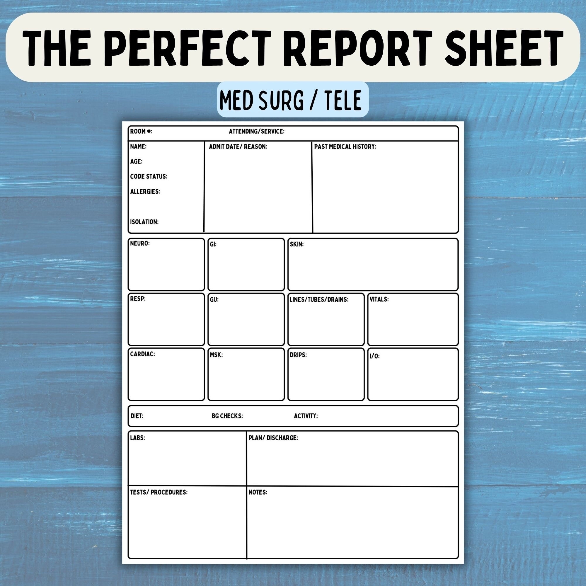 Printable Nurse Handoff Report Sheet