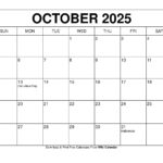 October 2025 Calendar Printable Templates More