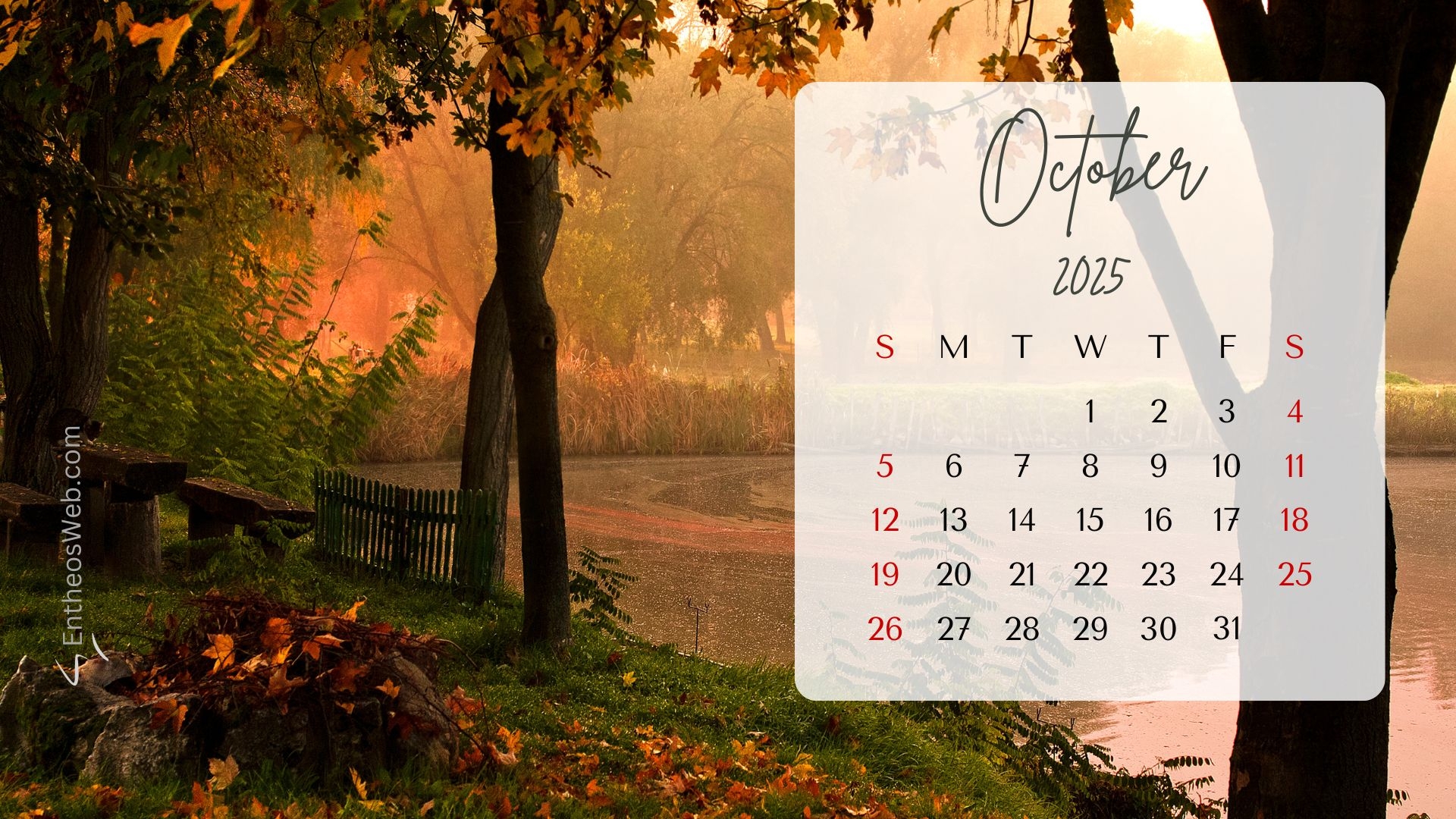 October 2025 Calendar Desktop Wallpaper