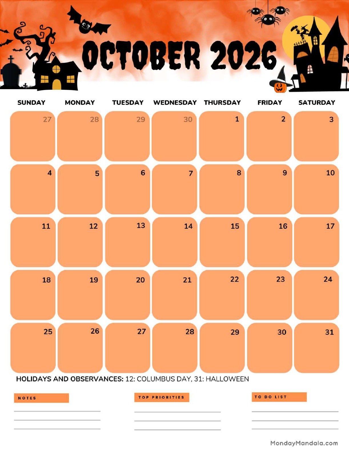 October 2026 Calendars 52 Free PDF Printables 