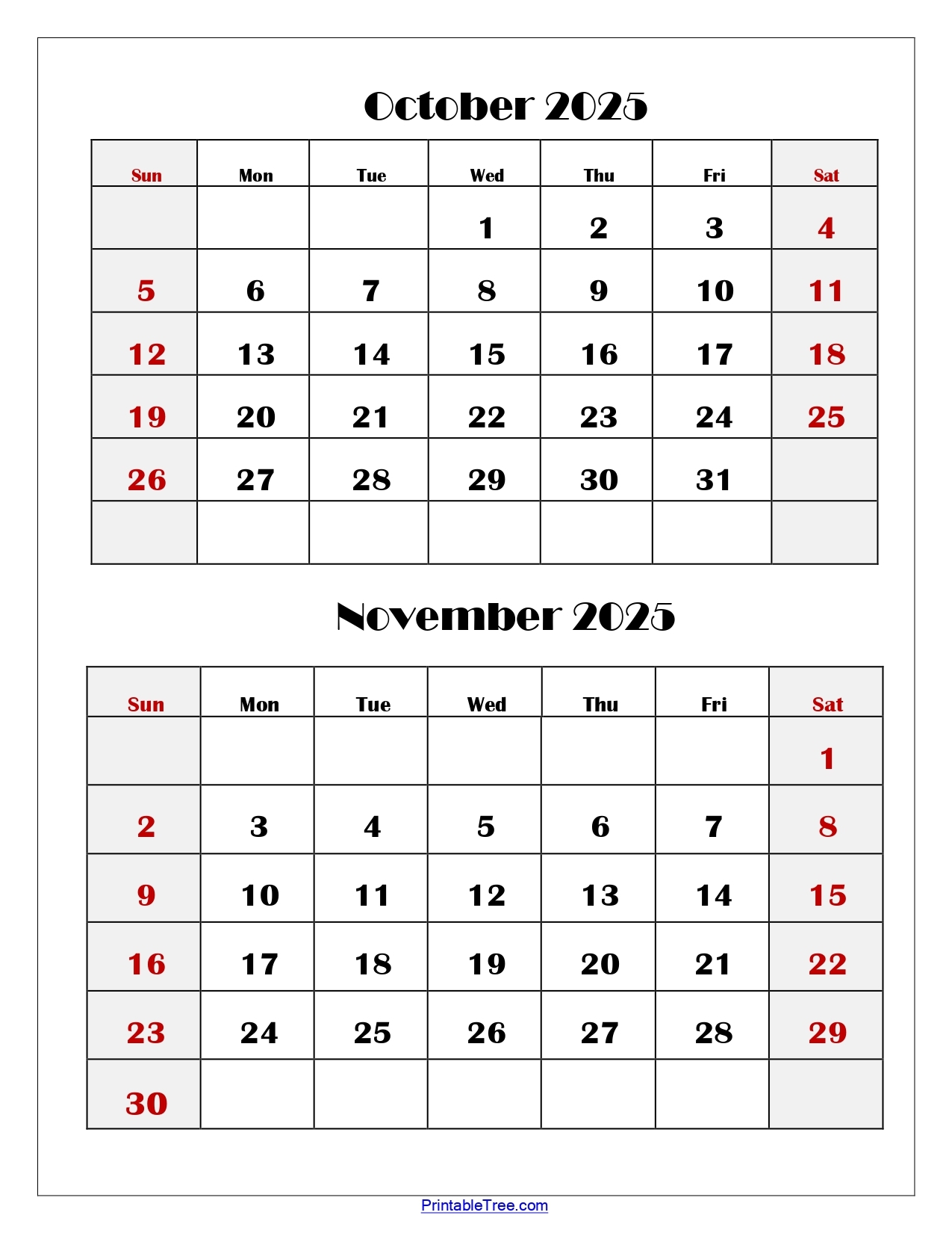 October And November 2025 Calendar Printable PDF Two Months Calendar October And November 2025 Calendar Printable PDF Two Months Calendar