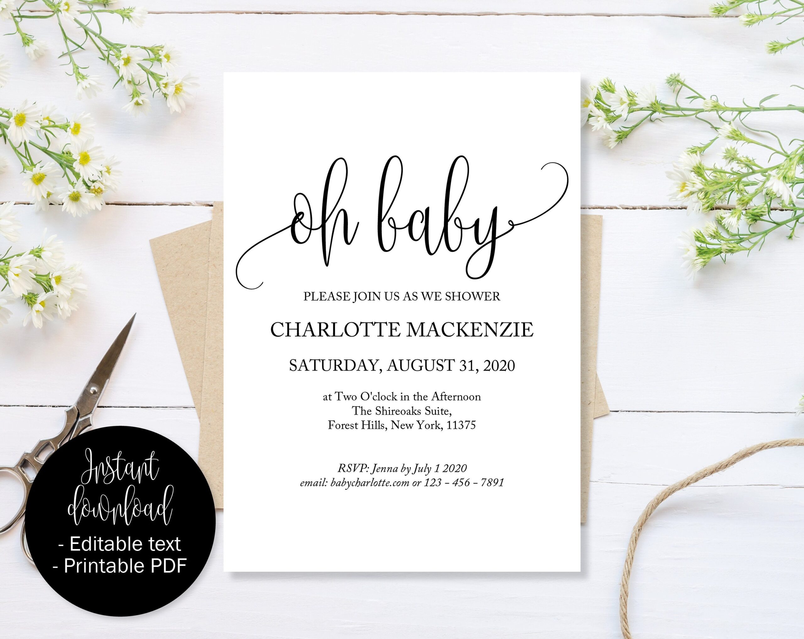 Oh Baby Invitation Top Template Free