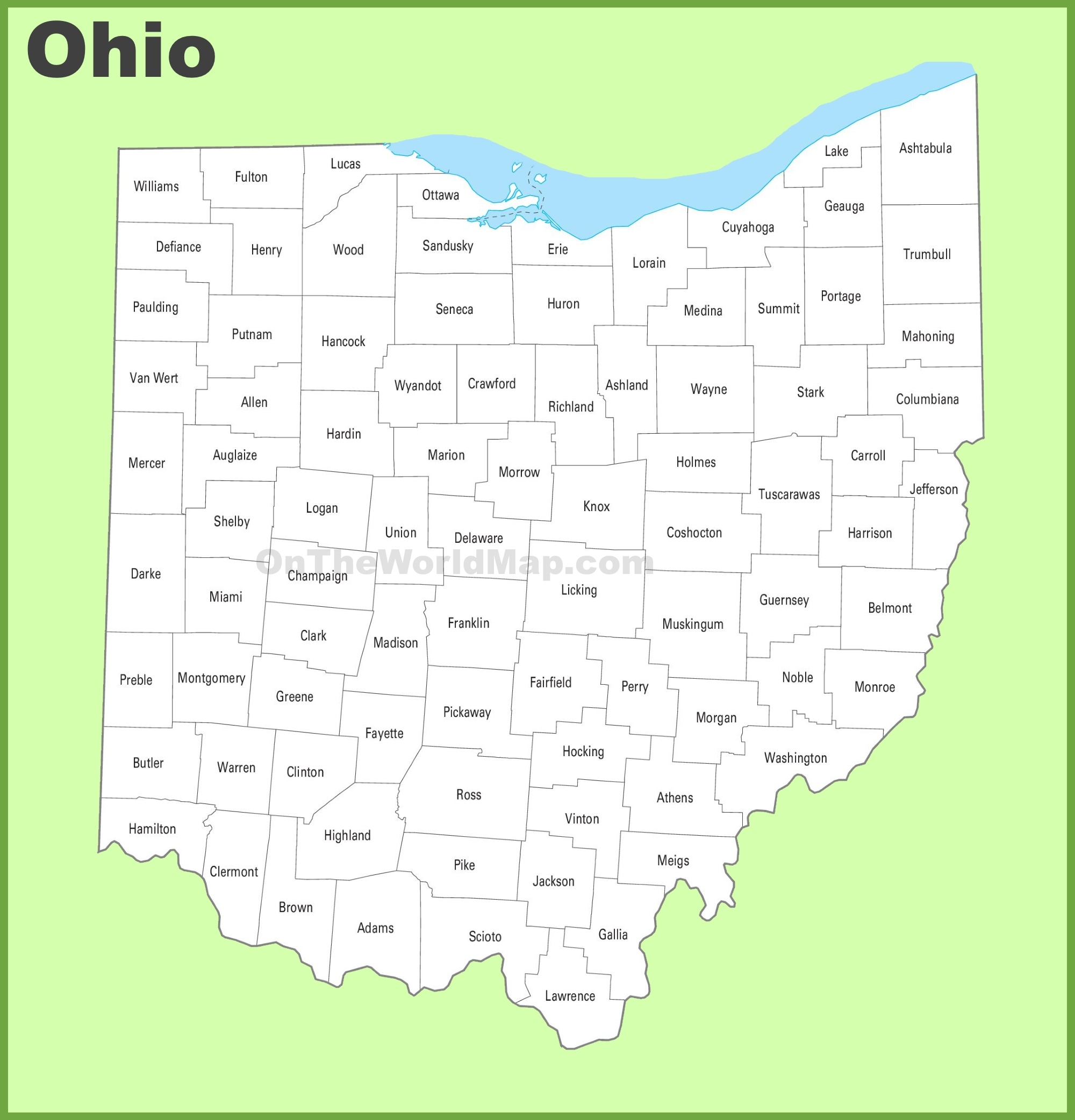 Ohio County Map Ontheworldmap