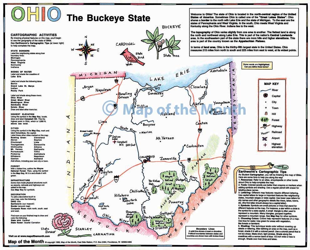 Ohio Map Blank Outline Map 16 By 20 Inches Activities Included Ohio Map Blank Outline Map 16 By 20 Inches Activities Included