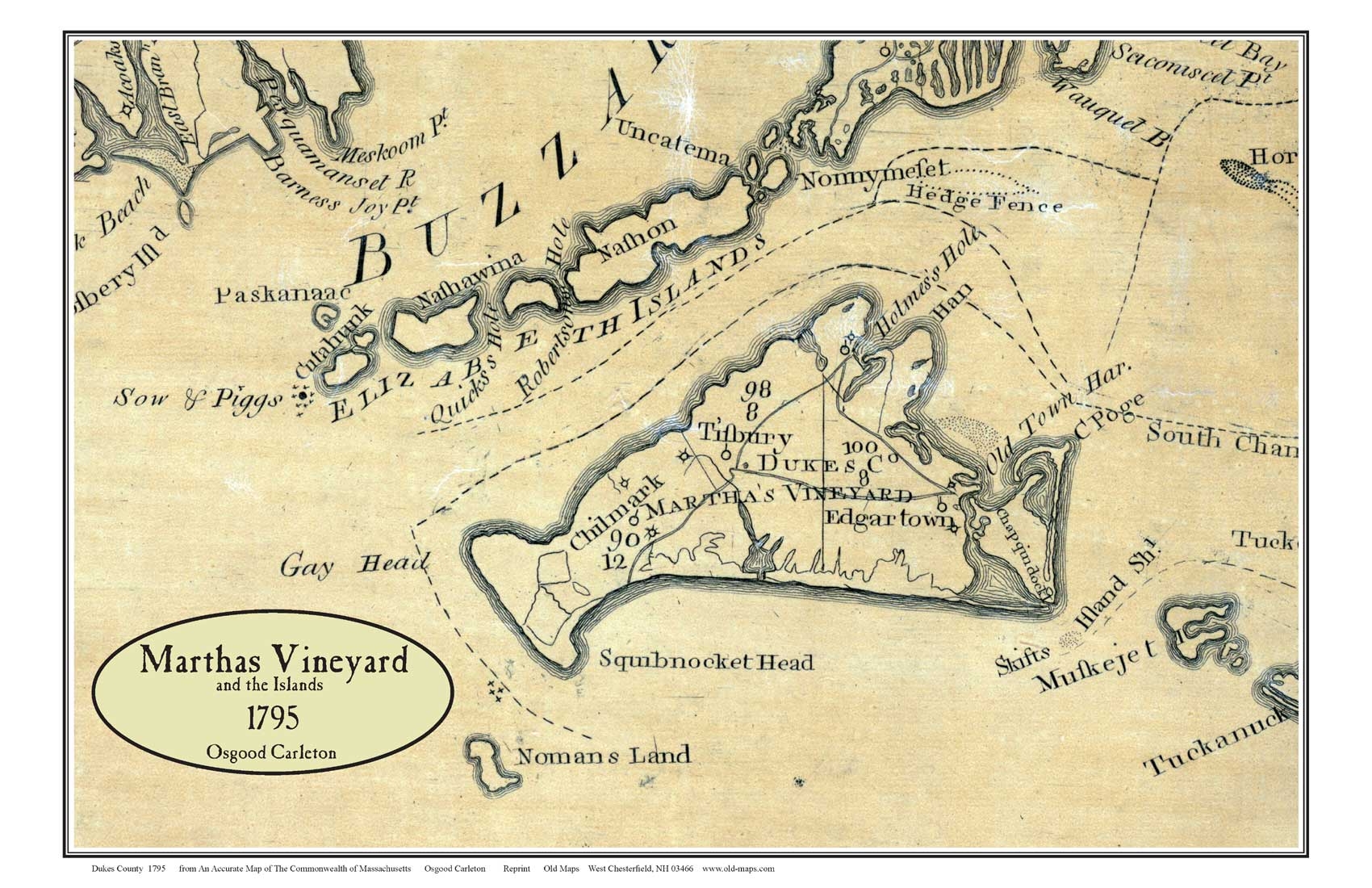 Printable Map Of Martha's Vineyard