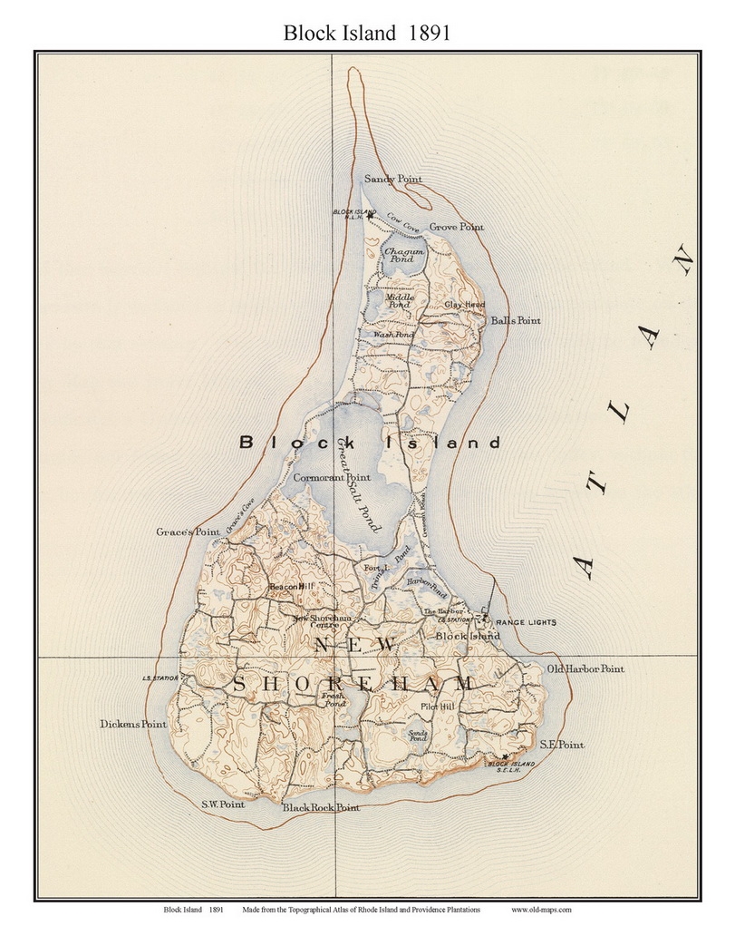 Old Topo Maps Of Block Island Rhode Island