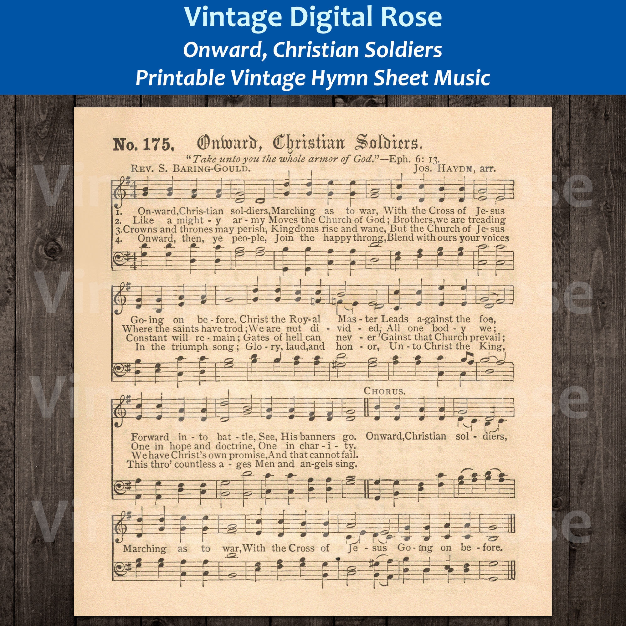 Onward Christian Soldiers Printable Vintage Gospel Hymn Sheet Music Etsy