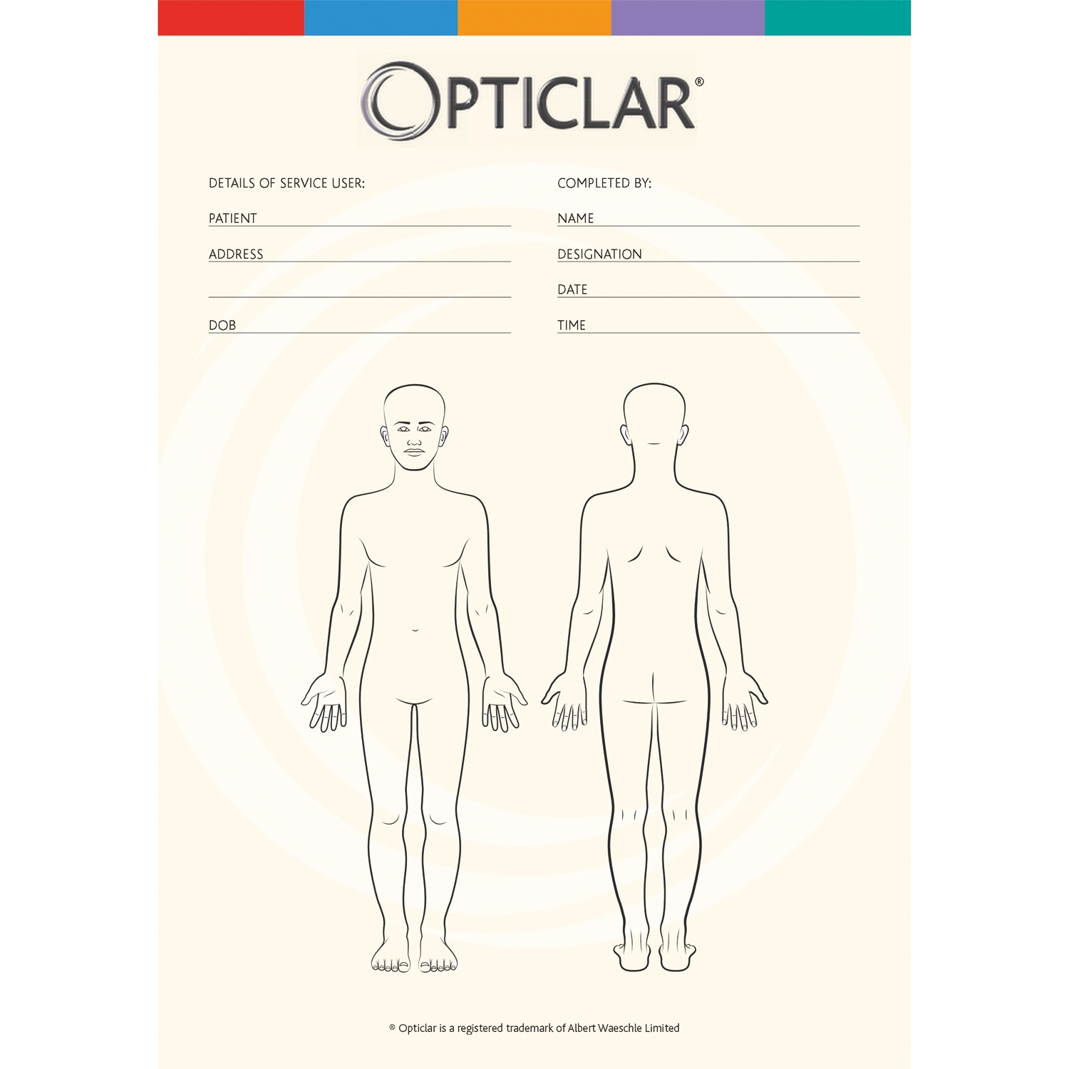 Opticlar Dermatology Body Map Pad 100 Sheets Single Hillcroft Supplies