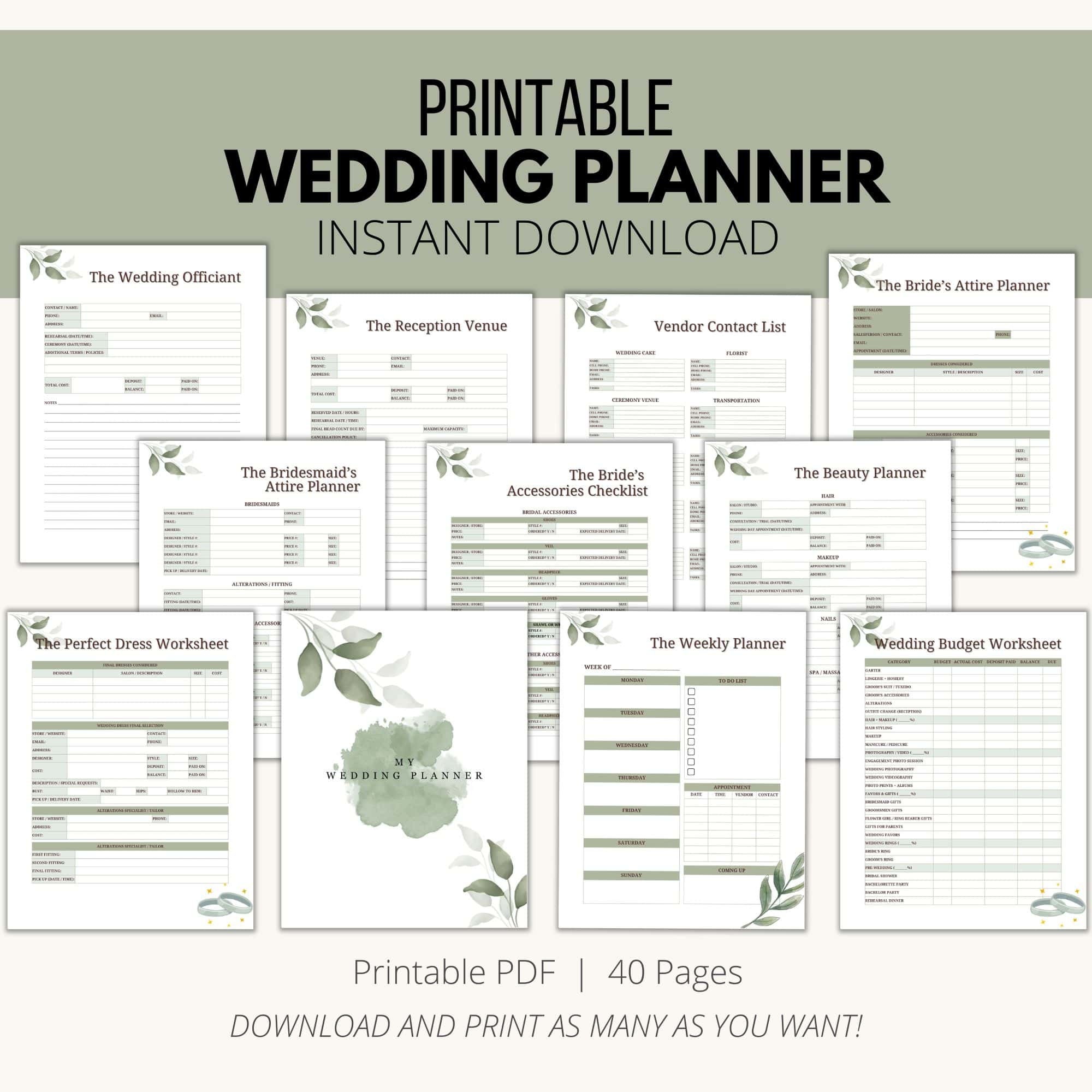 Organize Your Dream Wedding With This Printable Wedding Planner