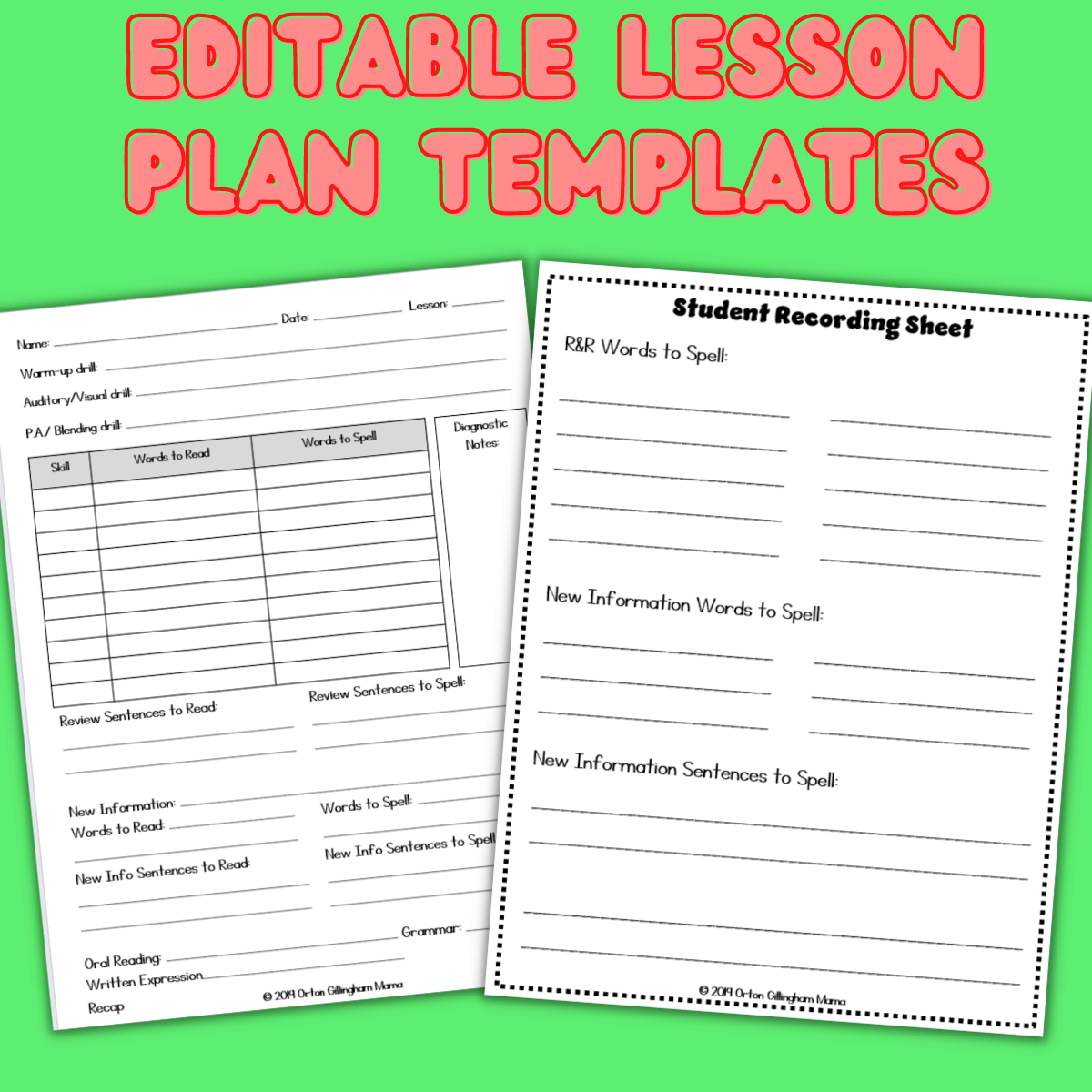 Orton Gillingham Lesson Plans Decodables LEVEL 1 BUNDLE