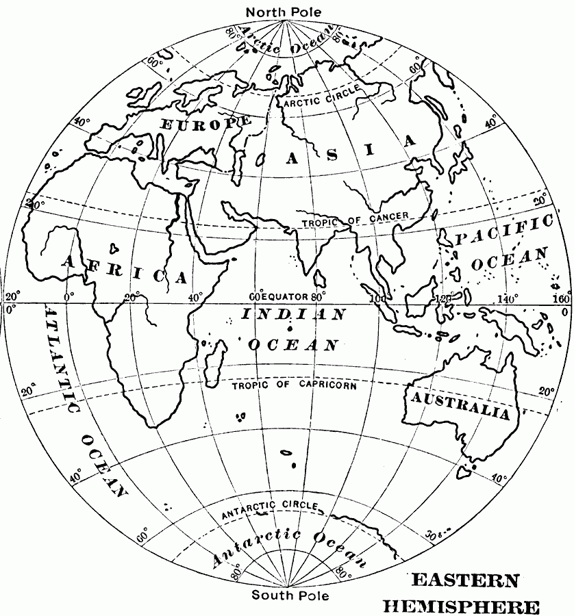 Outline Map Of The Eastern Hemisphere 1909