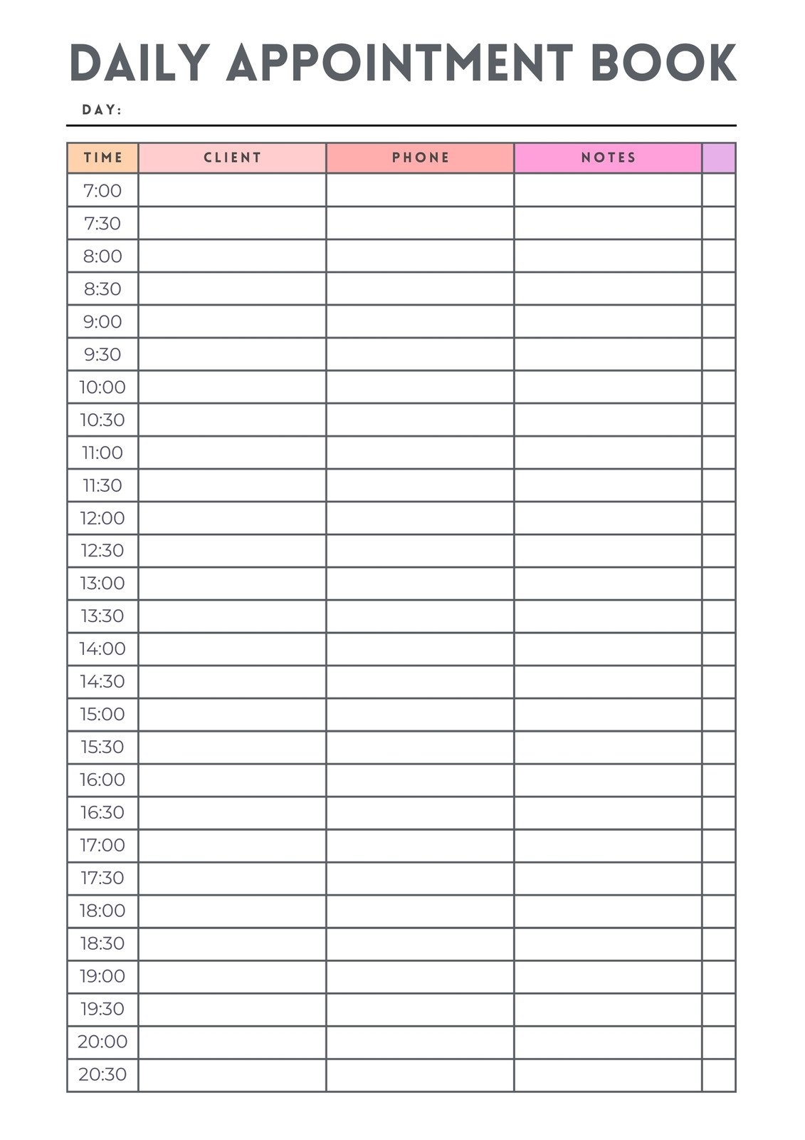 Free Printable Plan Book Template