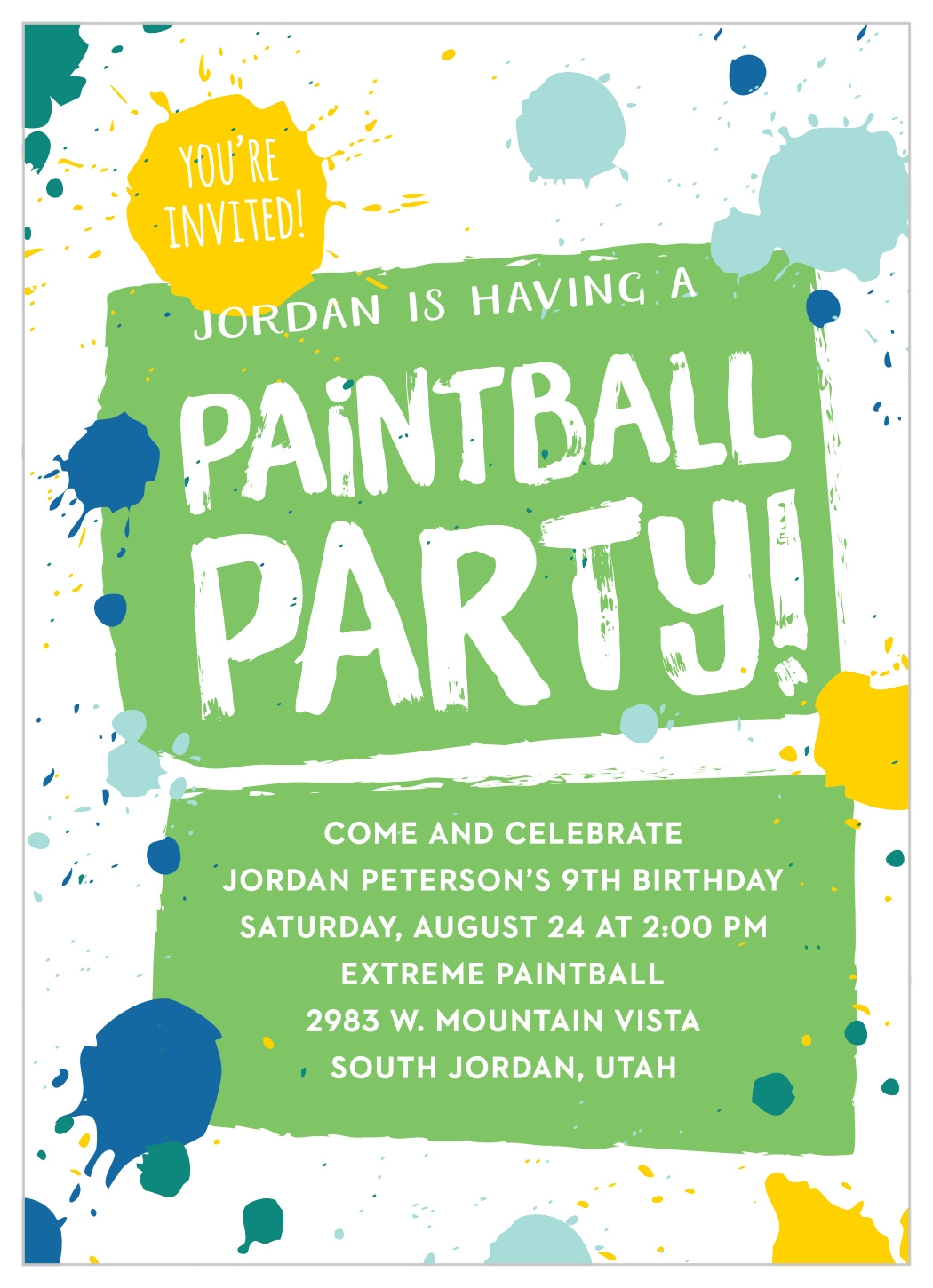 Paintball Party Children s Birthday Invitations