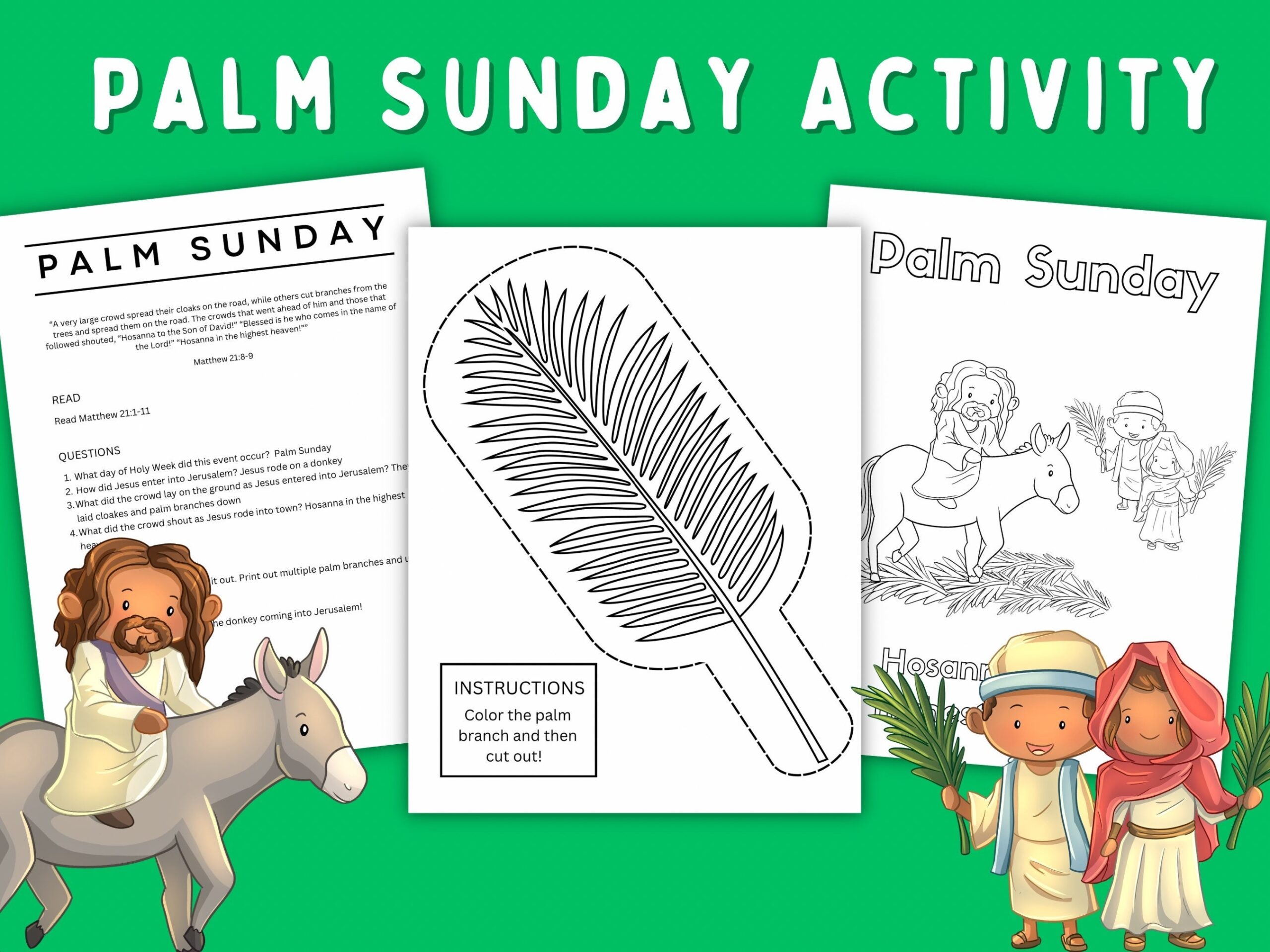 Palm Sunday Activity Kids Lent Easter Story Activity Kids Holy Palm Sunday Activity Kids Lent Easter Story Activity Kids Holy