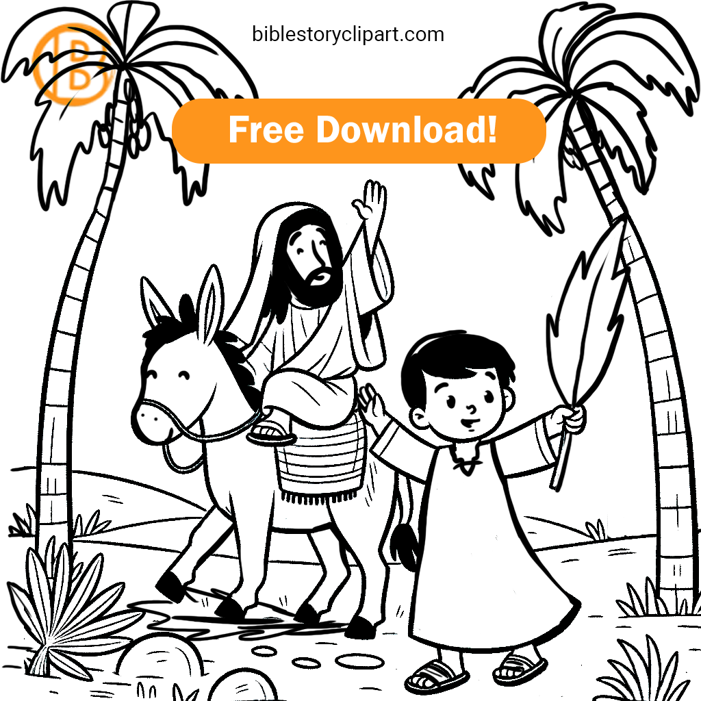 Palm Sunday Coloring Page Bible Story Clipart Palm Sunday Coloring Page Bible Story Clipart