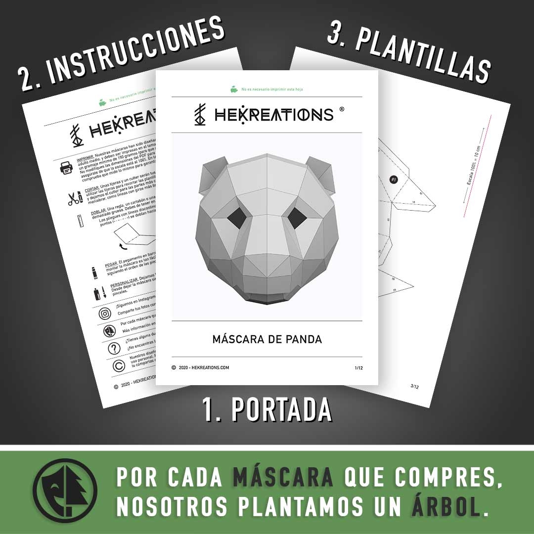 Panda Mask Printable Template Papercraft PDF Pattern Panda Mask Printable Template Papercraft PDF Pattern