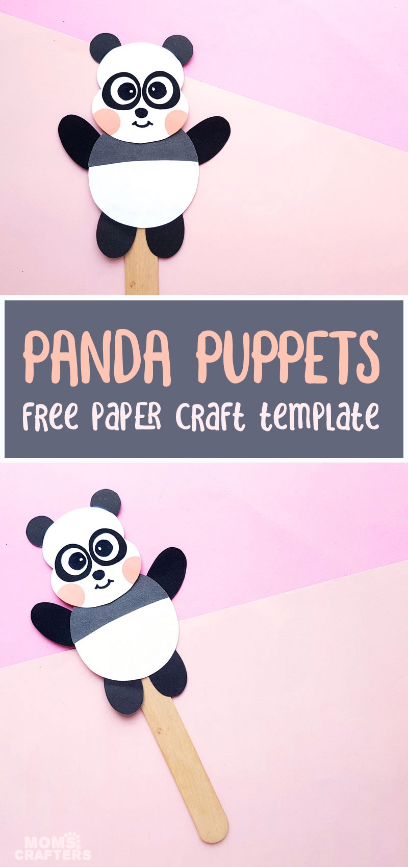 Panda Paper Craft Puppet Template Moms And Crafters