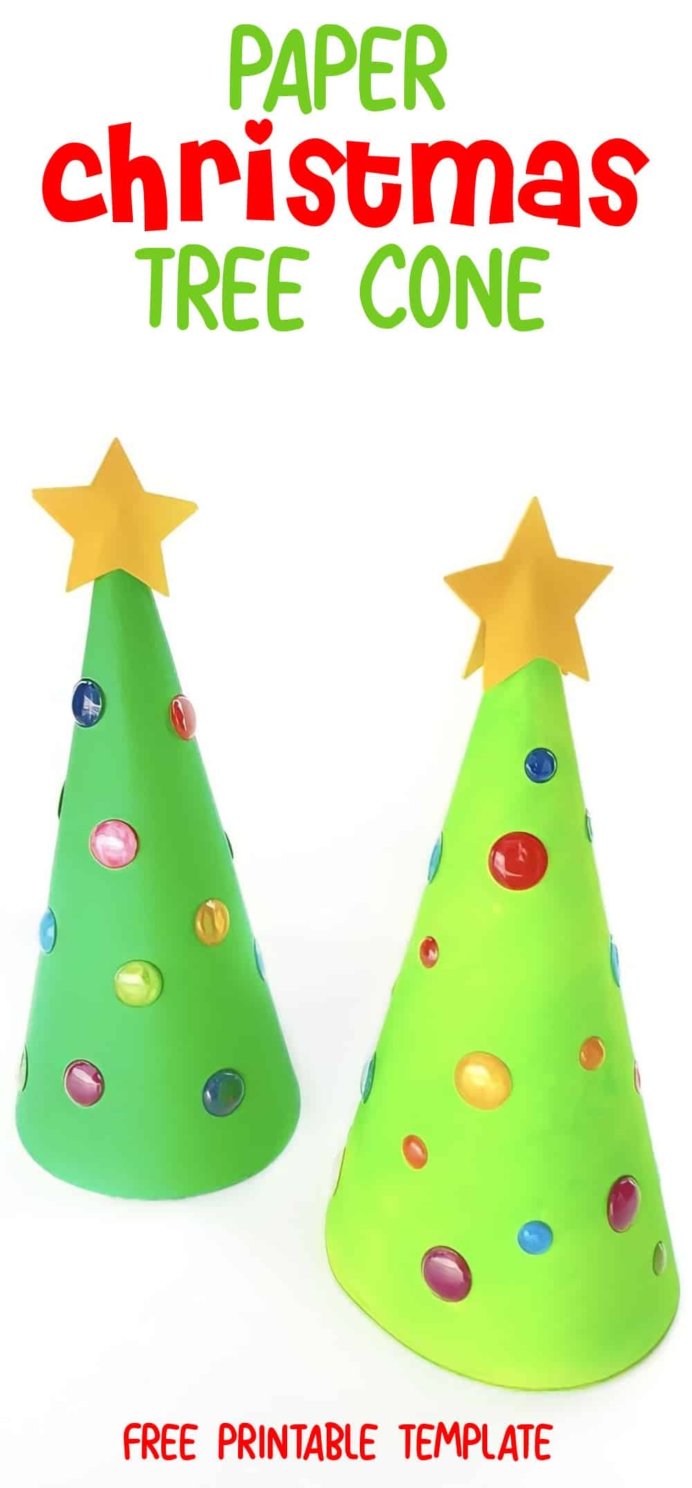 Paper Cone Christmas Tree Craft With Free Printable Template