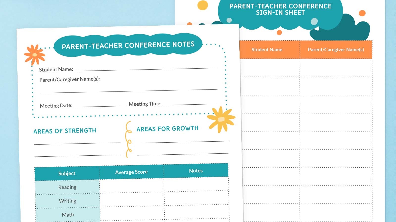 Parent Teacher Conference Form Free Customizable Bundle