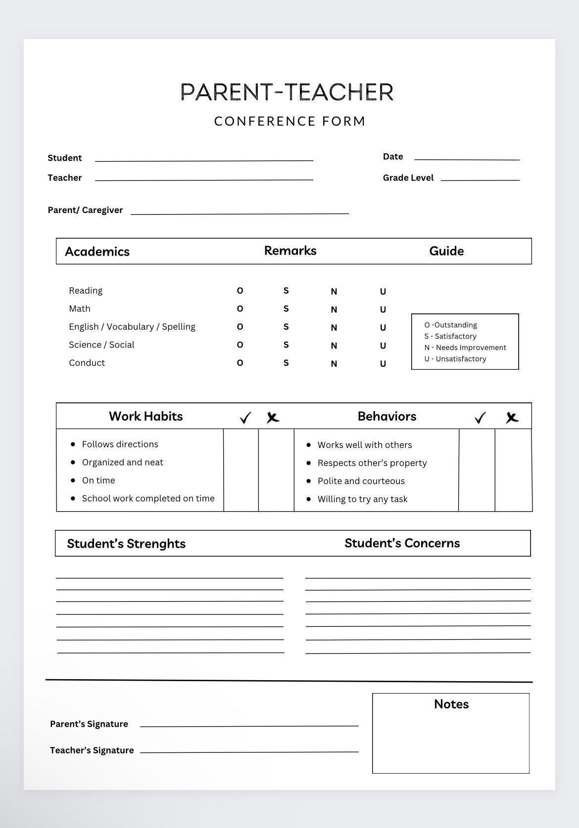 Parent Teacher Conference Form teacher Planner teacher Agenda parent Teacher Conference Template lesson Planner class Schedule Template Etsy