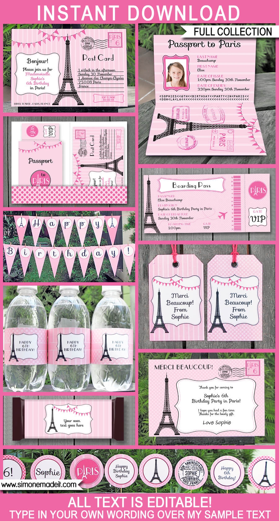 Paris Party Printables Invitations U0026 Decorations Pink