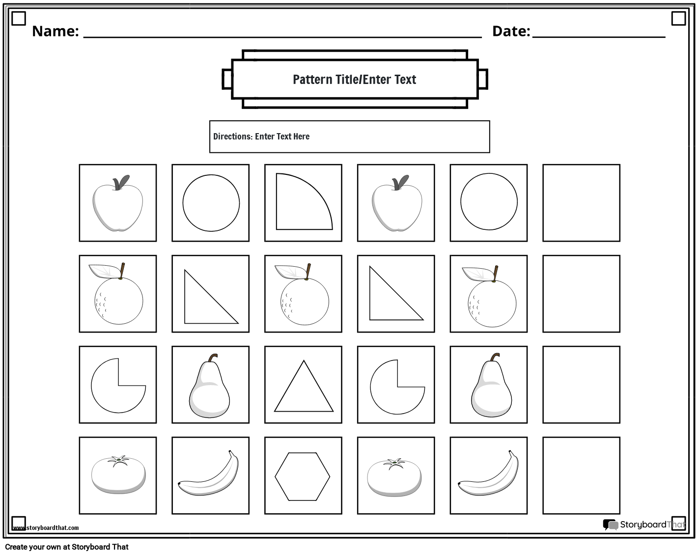 Pattern Worksheets Free Printables By Storyboard That