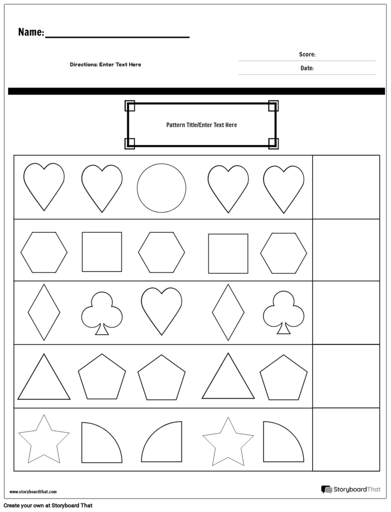 Pattern Worksheets Free Printables By Storyboard That