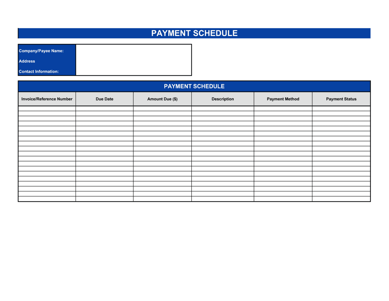 Payment Schedule Template