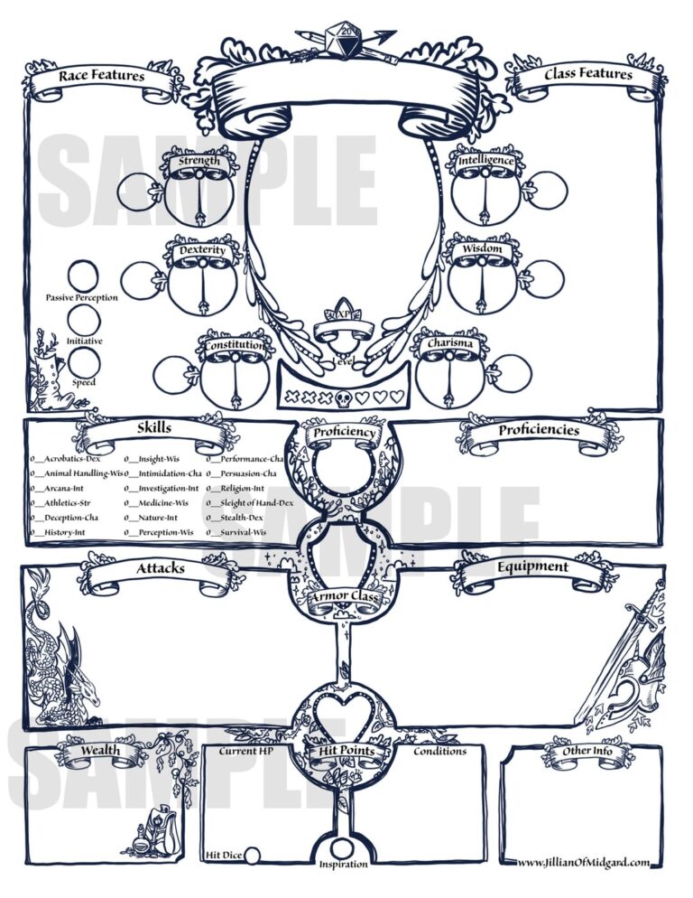 PDF Printable Dungeons Dragons 5th Ed Character Sheet Bundle Etsy