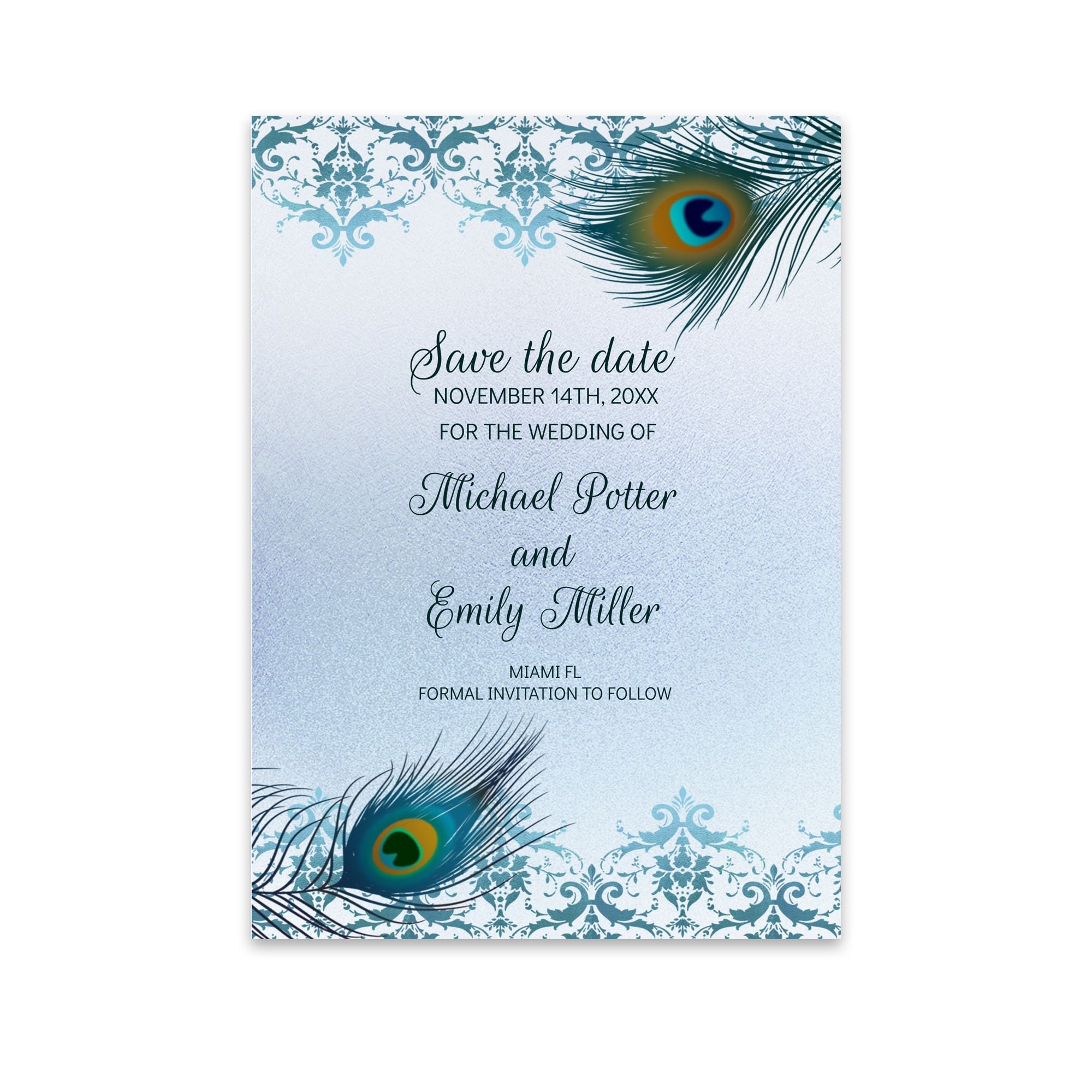 Peacock Wedding Invitation Teal Blue With Feathers And Ethnic Style Printed Cards Or Printable Editable File Instant Download Etsy