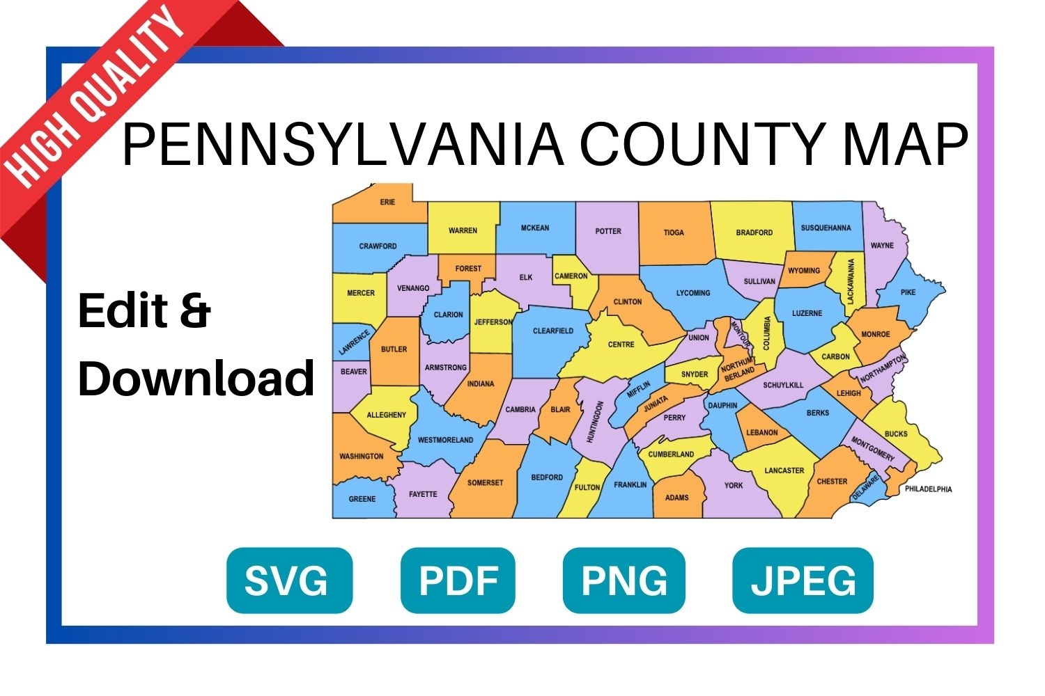 Printable Pa County Map With Towns