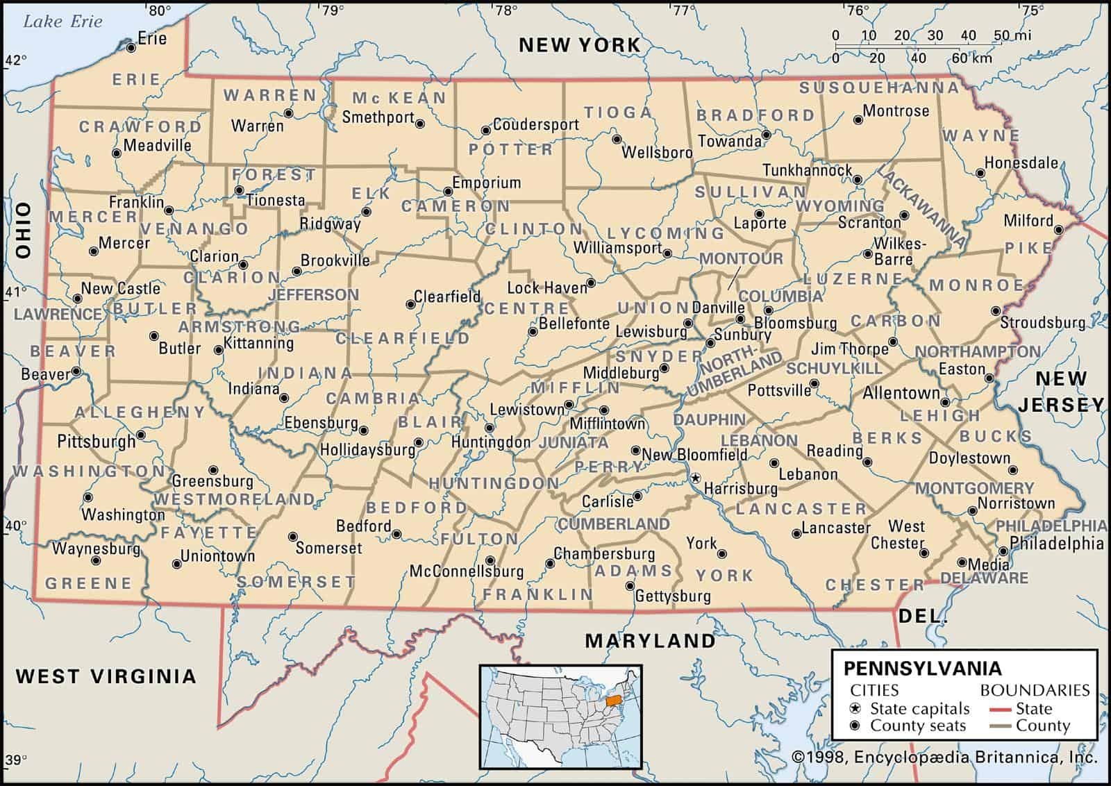Pennsylvania County Maps Interactive History U0026 Complete List